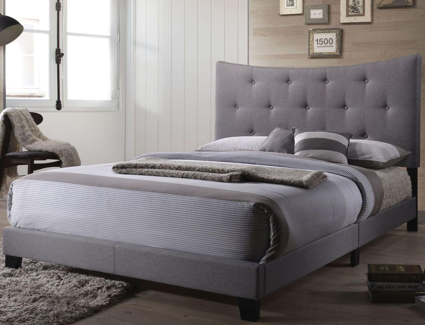 Gray Queen Size Tufted Upholstered Bed