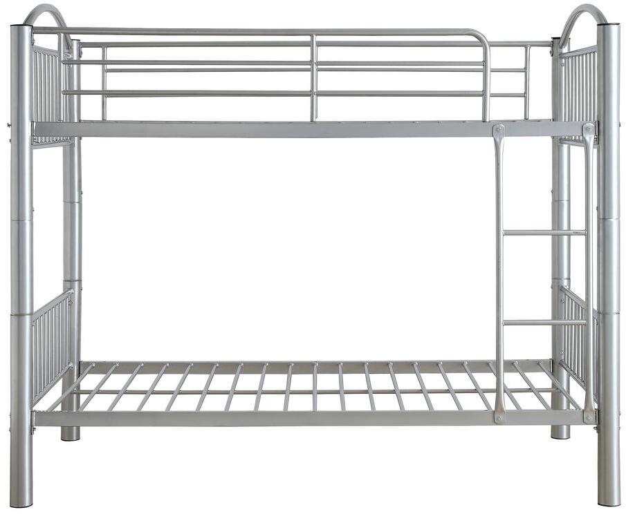 78" X 44" X 67" Twin Over Twin Silver Metal Bunk Bed Default Title