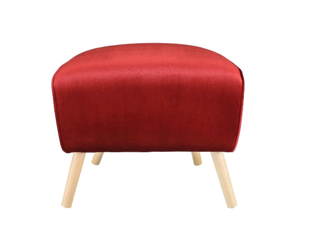 Red Velvet Fabric Ottoman