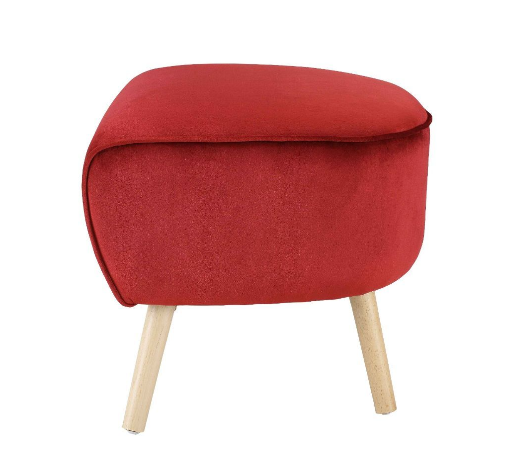 Red Velvet Fabric Ottoman