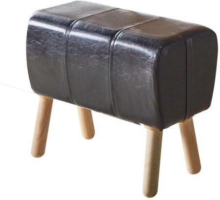 Mid Century Modern Black Faux Leather Stool