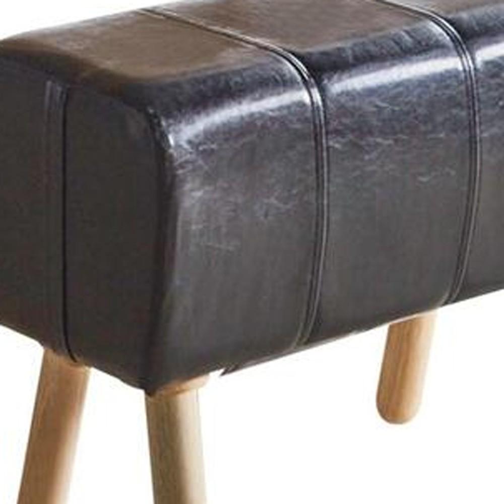 Mid Century Modern Black Faux Leather Stool