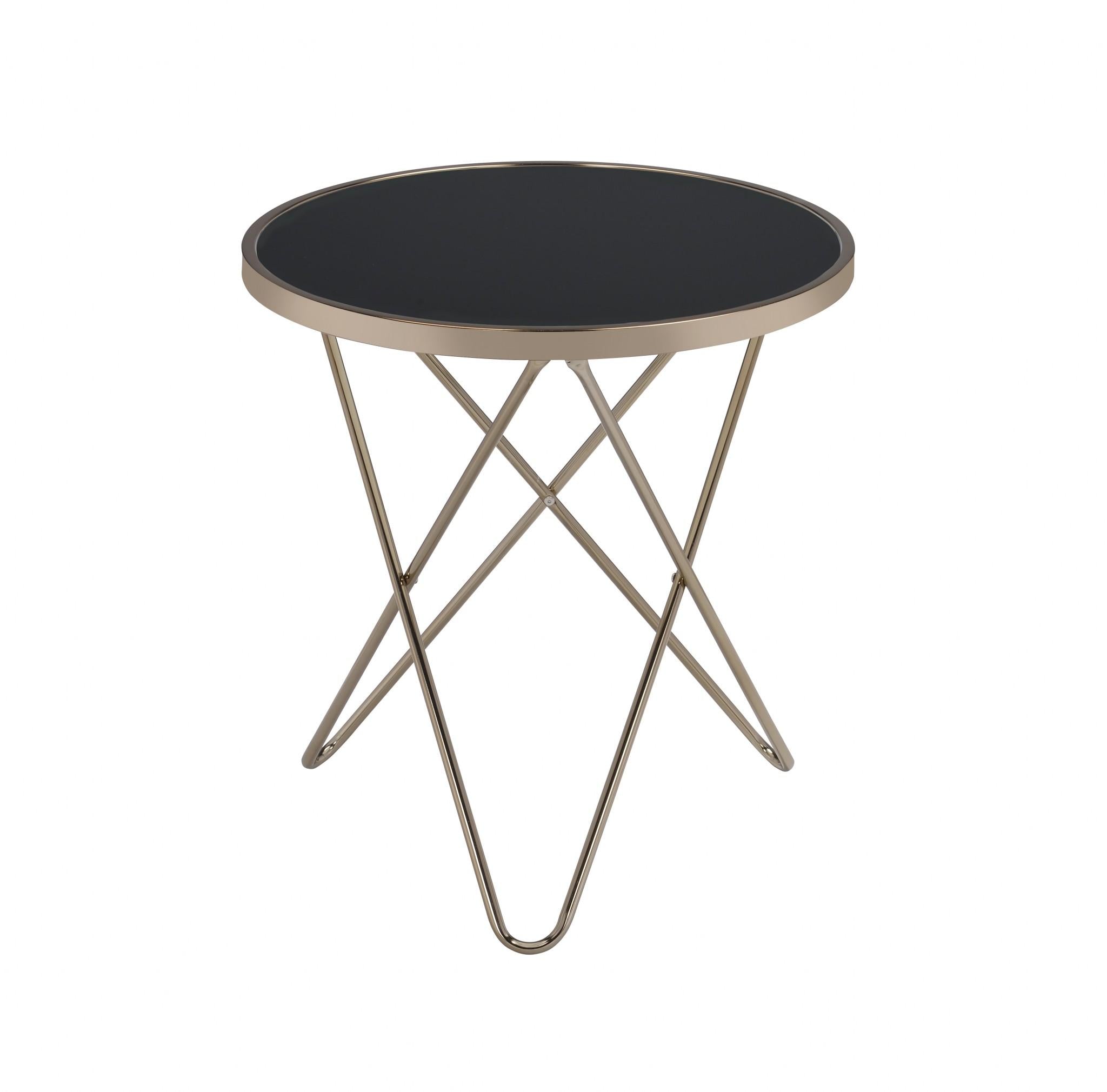 Mod Black Glass and Geo Gold End Table