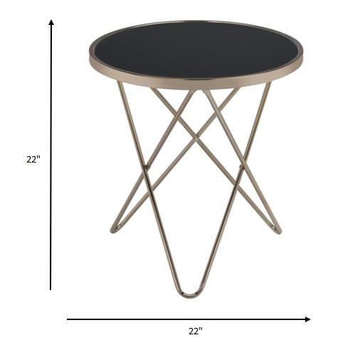 Mod Black Glass and Geo Gold End Table