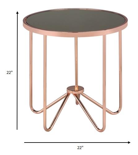 Rose Gold and Smokey Glass Top End Table