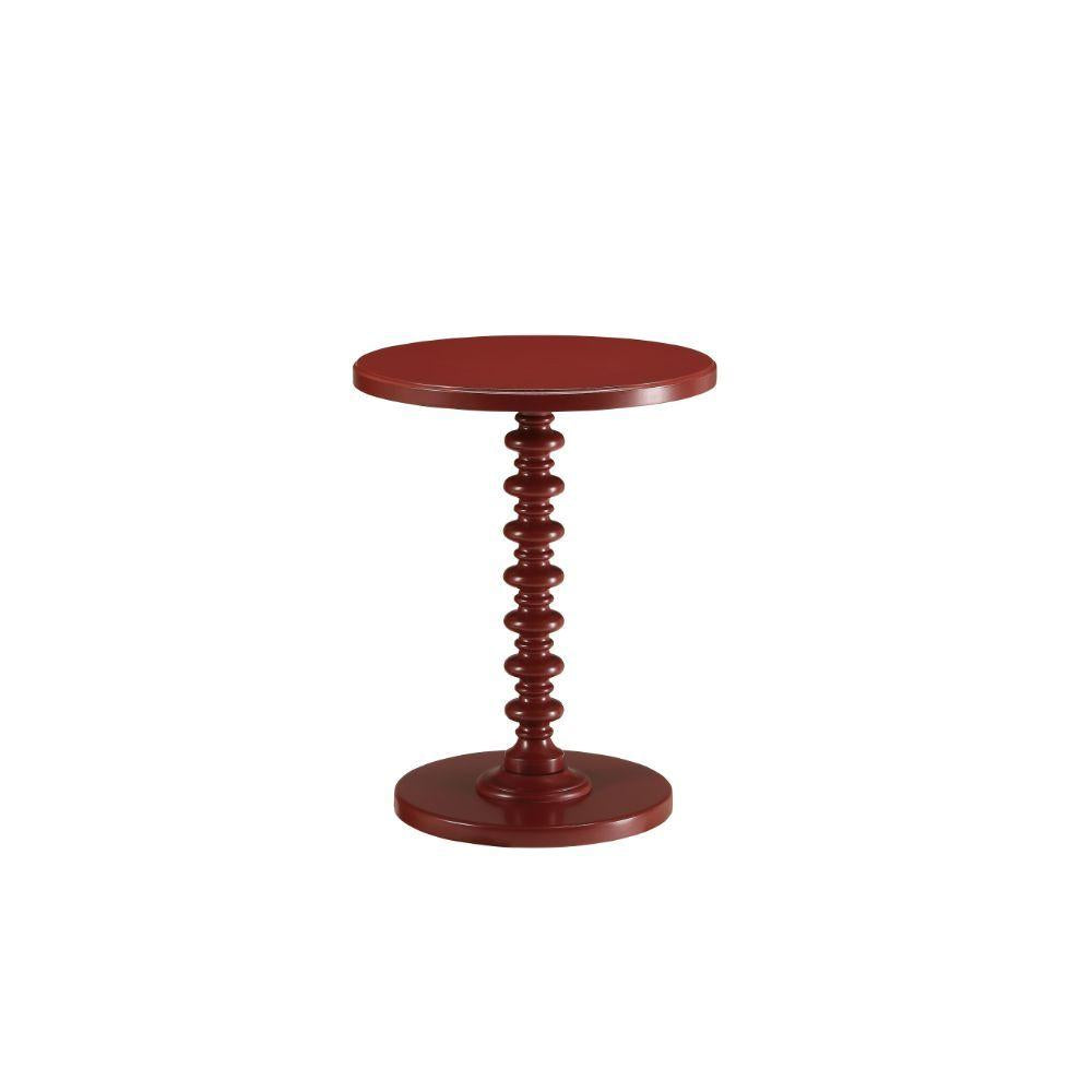 Fun Red Wood Pedestal End Table