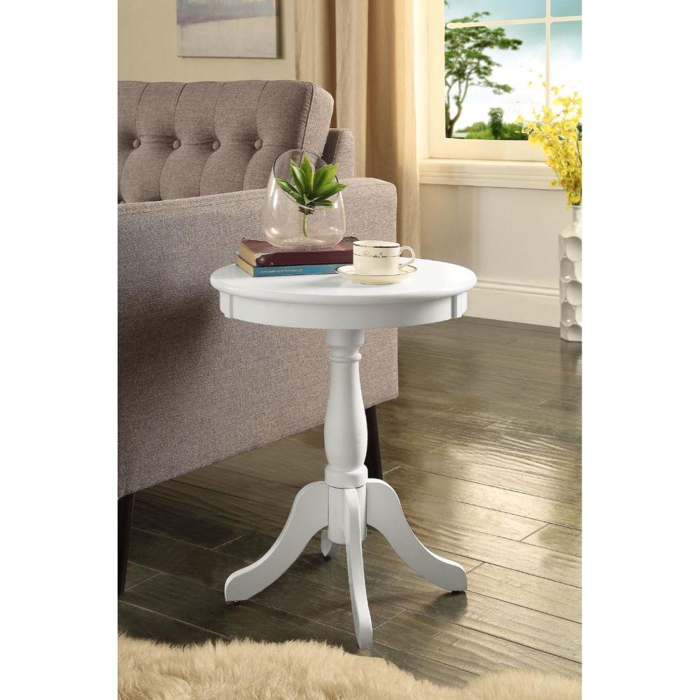 Cottage White Wood Pedestal Side or End Table Default Title