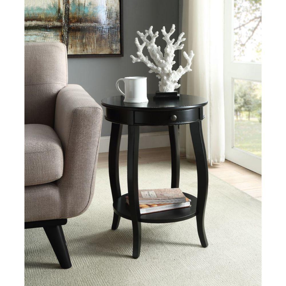 Vintage Look Black Wood End Table with Storage Default Title