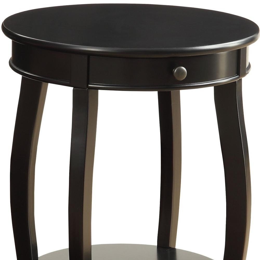 Vintage Look Black Wood End Table with Storage Default Title