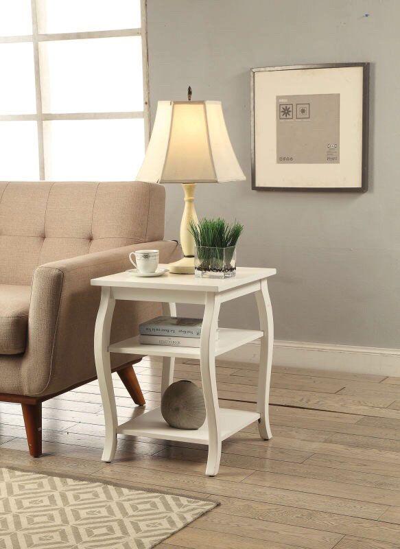 Cottage White Bow Leg Square End Table