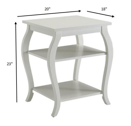 Cottage White Bow Leg Square End Table