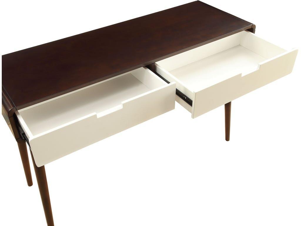 Mahogony and White Double Drawer Console Table