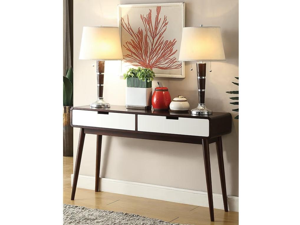 Mahogony and White Double Drawer Console Table