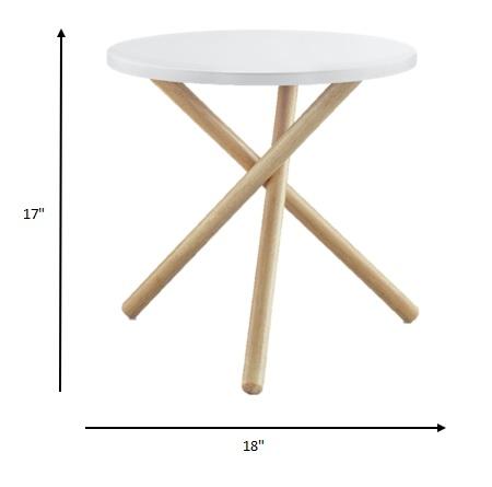 White and Natural Trio End or Side Table