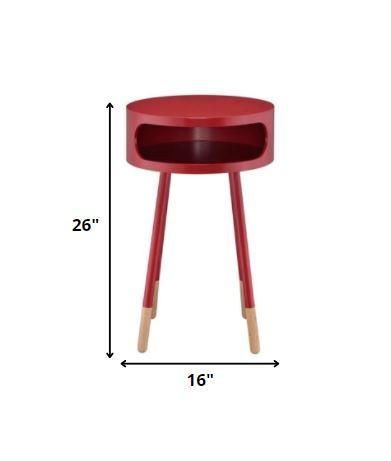 Bentwood Red Retro Round Wooden End Table