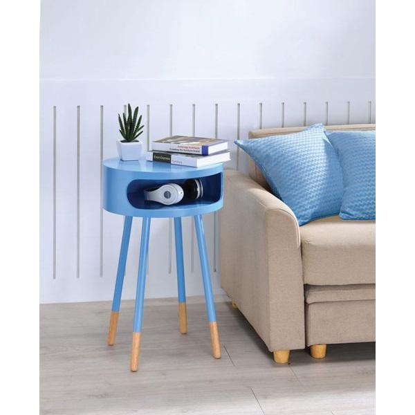 Bentwood Light Blue Retro Round Wooden End Table