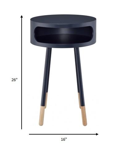 Bentwood Black Retro Round Wooden End Table