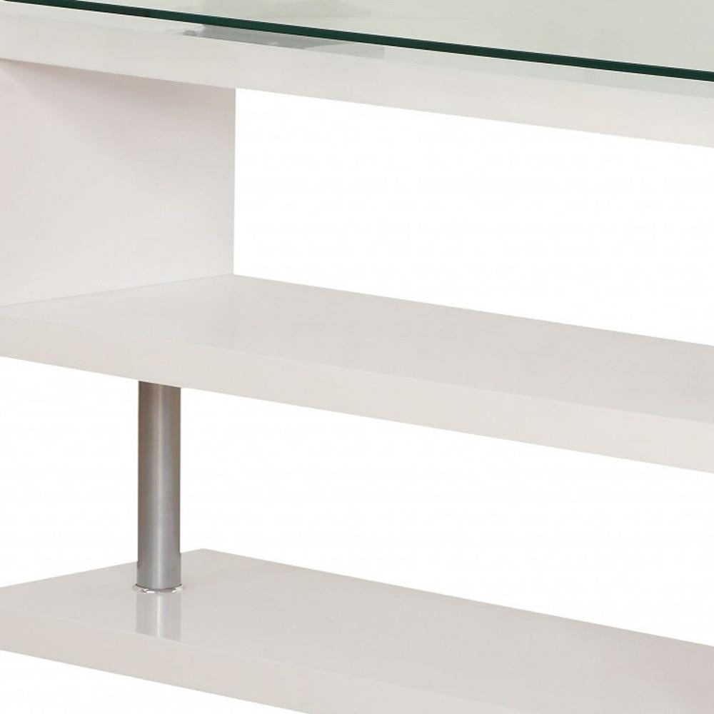 Contemporary White Swivel L Shaped Office Desk