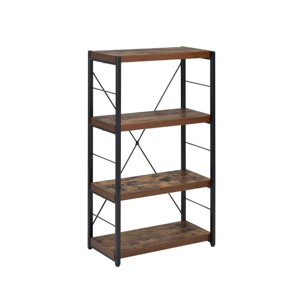 Industrial Rustic Dark Weathered Oak Finish Bookcase