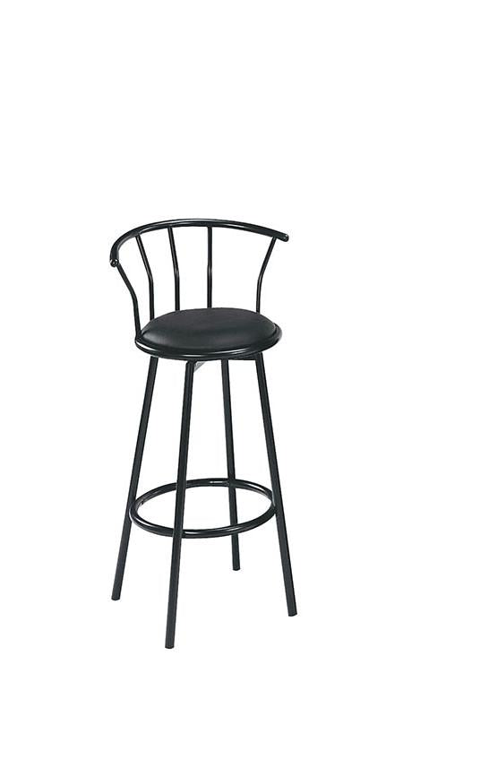 Set of Two Black Faux Leather Swivel Bar Stools