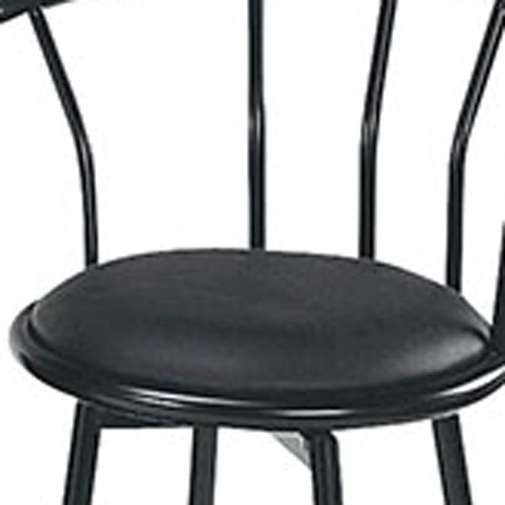 Set of Two Black Faux Leather Swivel Bar Stools