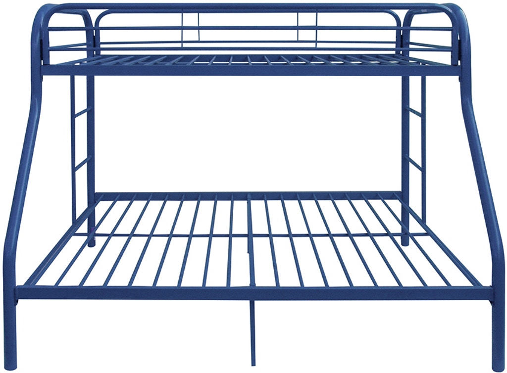 84" X 62" X 65" Twin Xl Over Queen Blue Metal Tube Bunk Bed Default Title
