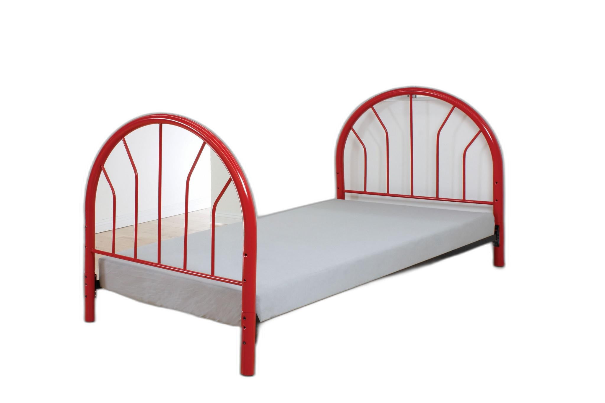 Red Metal Twin Headboard And Footboard