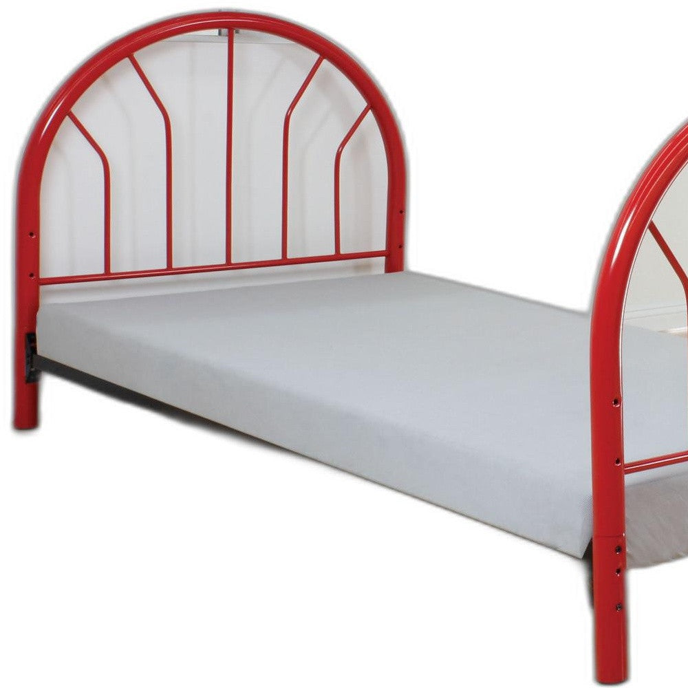 Red Metal Twin Headboard And Footboard