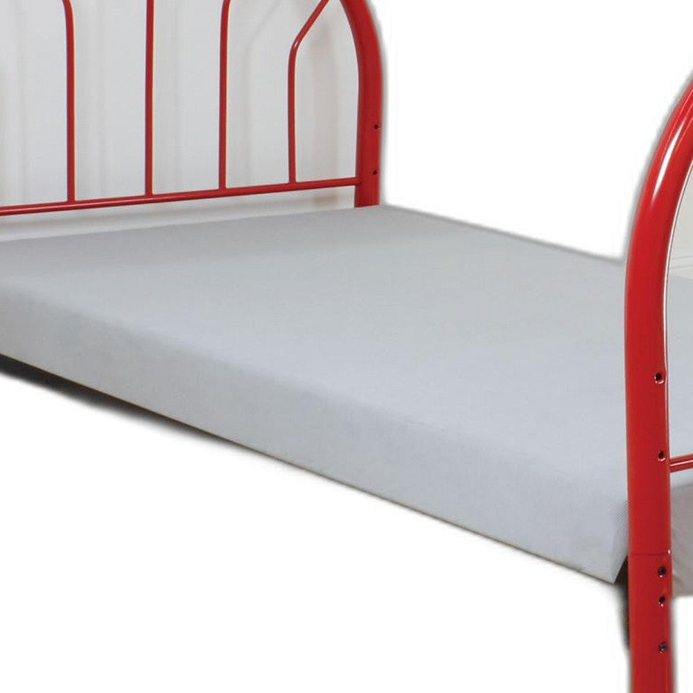 Red Metal Twin Headboard And Footboard