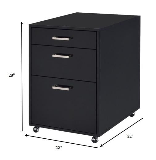 File Cabinet in Black High Gloss and Chrome - Metal Tube, MDF, Poly Ven Black High Gloss and Chrome