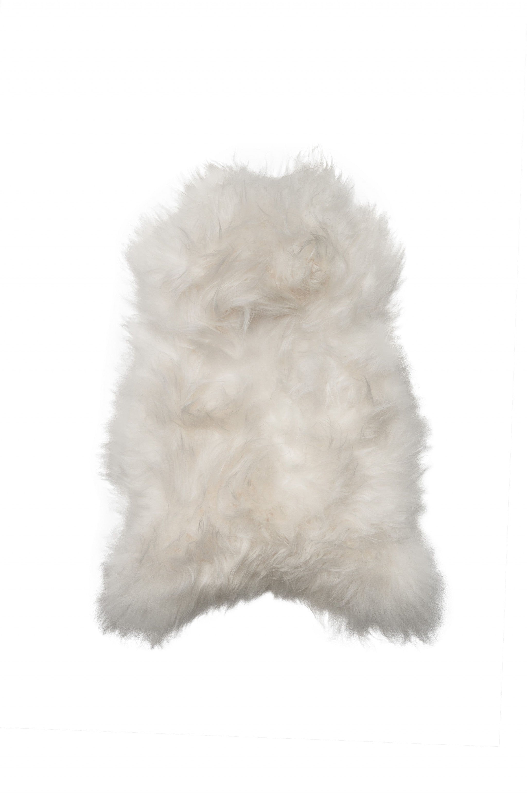 2' x 3' White Natural Wool Long-Haired Sheepskin Area Rug