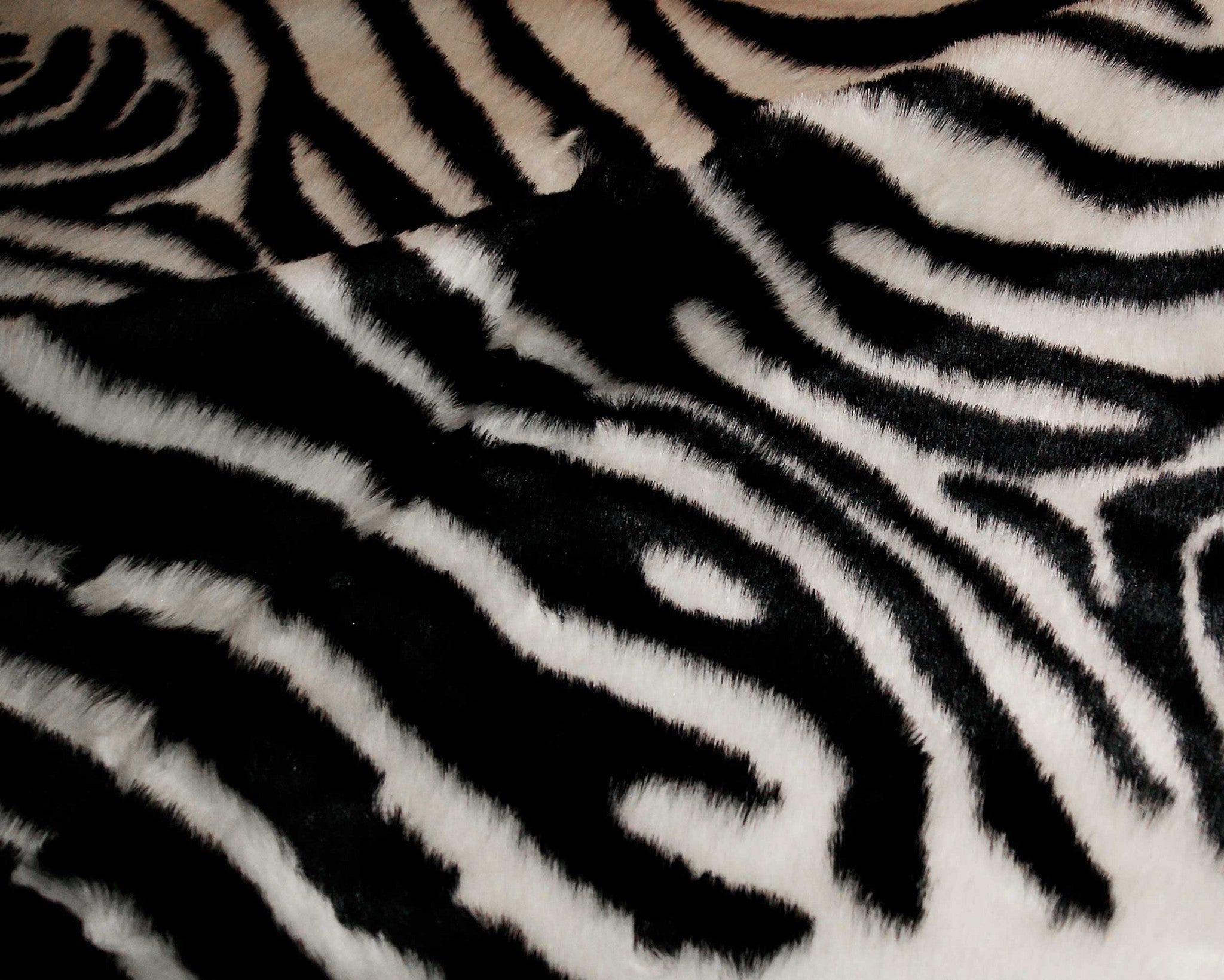 2' x 3' Faux Zebra Hide Black And White Area Rug