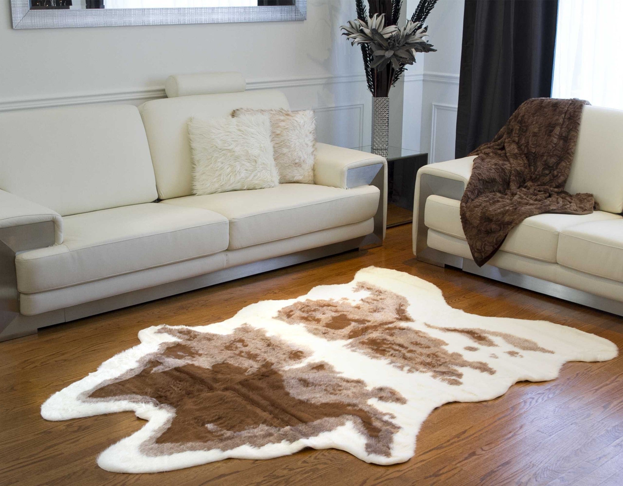 Brown And Ivory Animal Print Area Rug