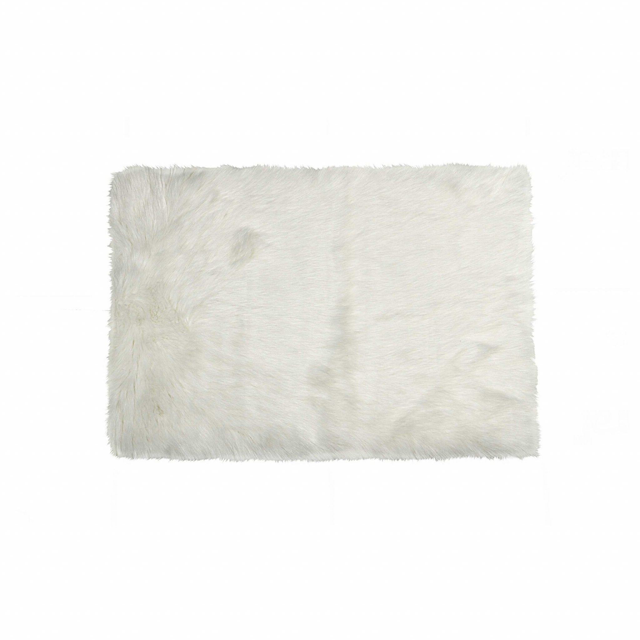 5' x 8' Off White Faux Fur Rectangular Area Rug Default Title