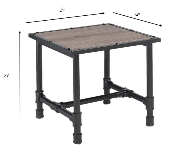 End Table, Rustic Oak & Black - Particle Board, Melamine  Rustic Oak & Black