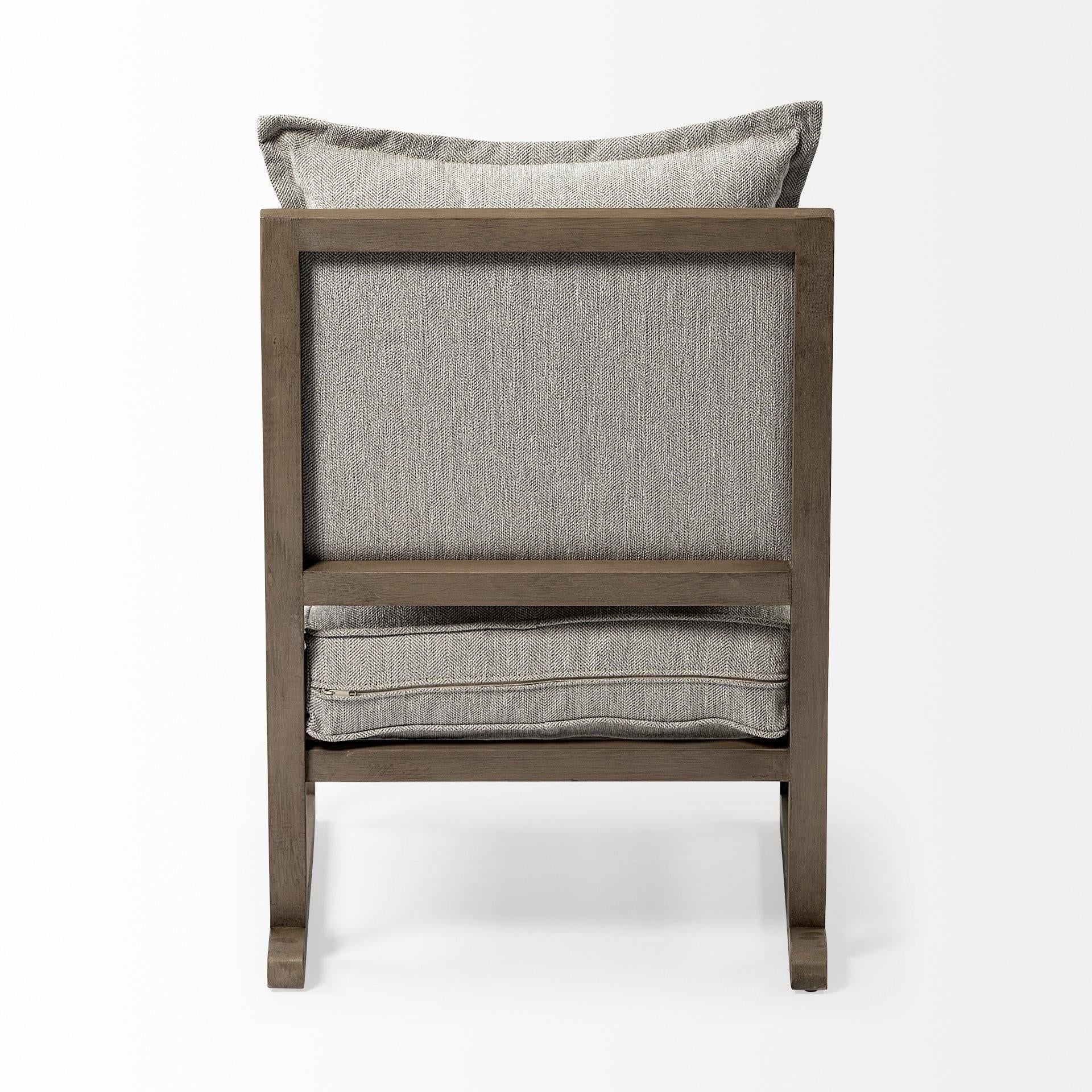 Wooden Accent Chair with Ash Gray Cushions