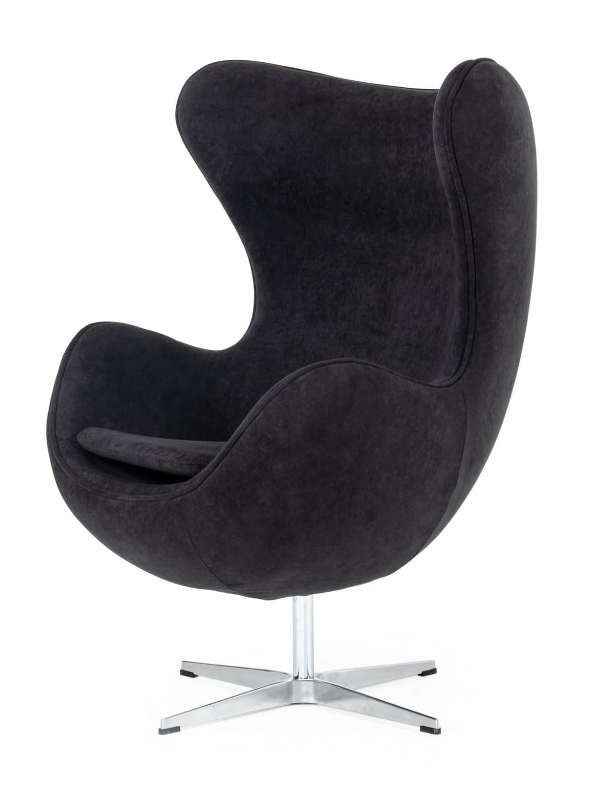 Stylish Mid Century Black Fabric Swivel Accent Chair