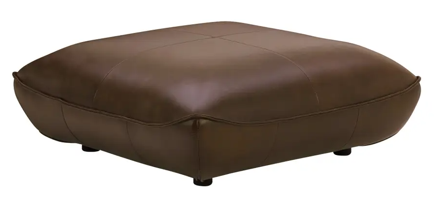 Zeppelin Leather Ottoman - Toasted Hickory