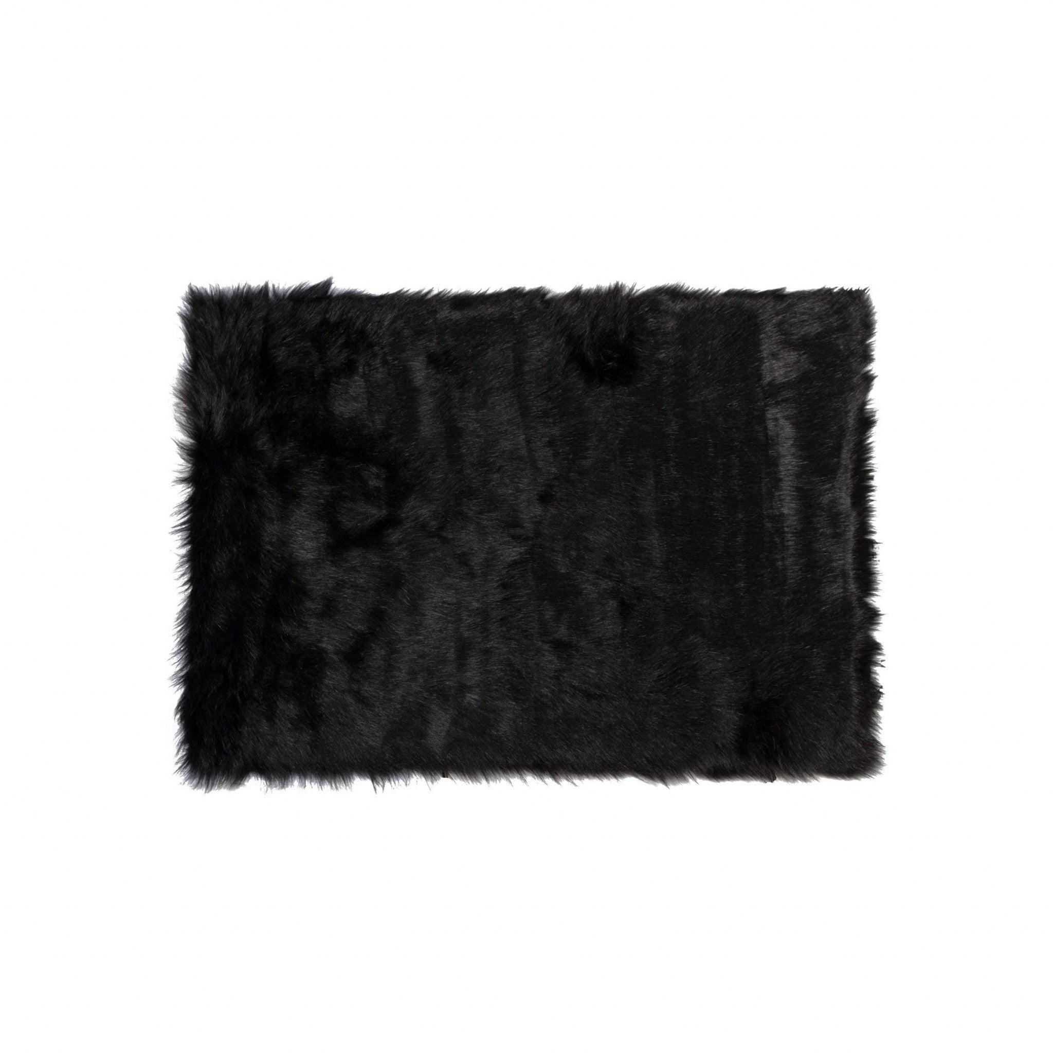 3" x 5" Black Rectangular Faux Fur - Area Rug Default Title