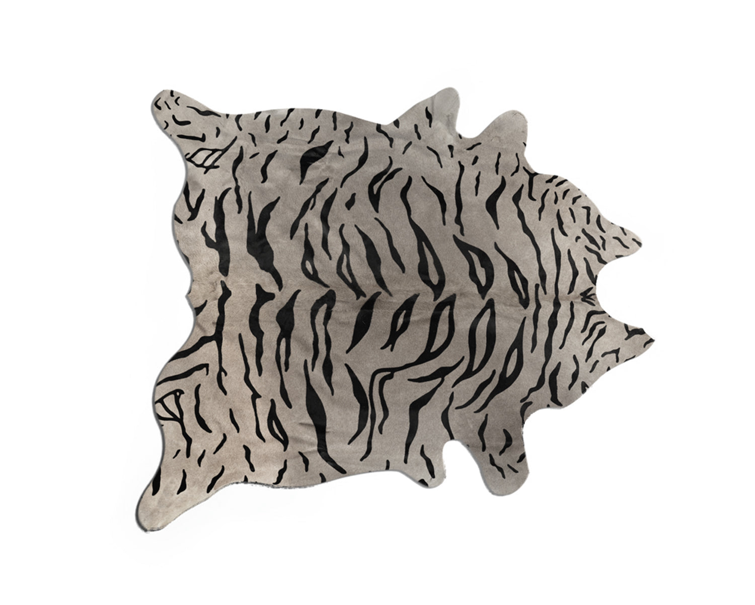 72" x 84" Tiger Black On Grey Cowhide - Rug Default Title