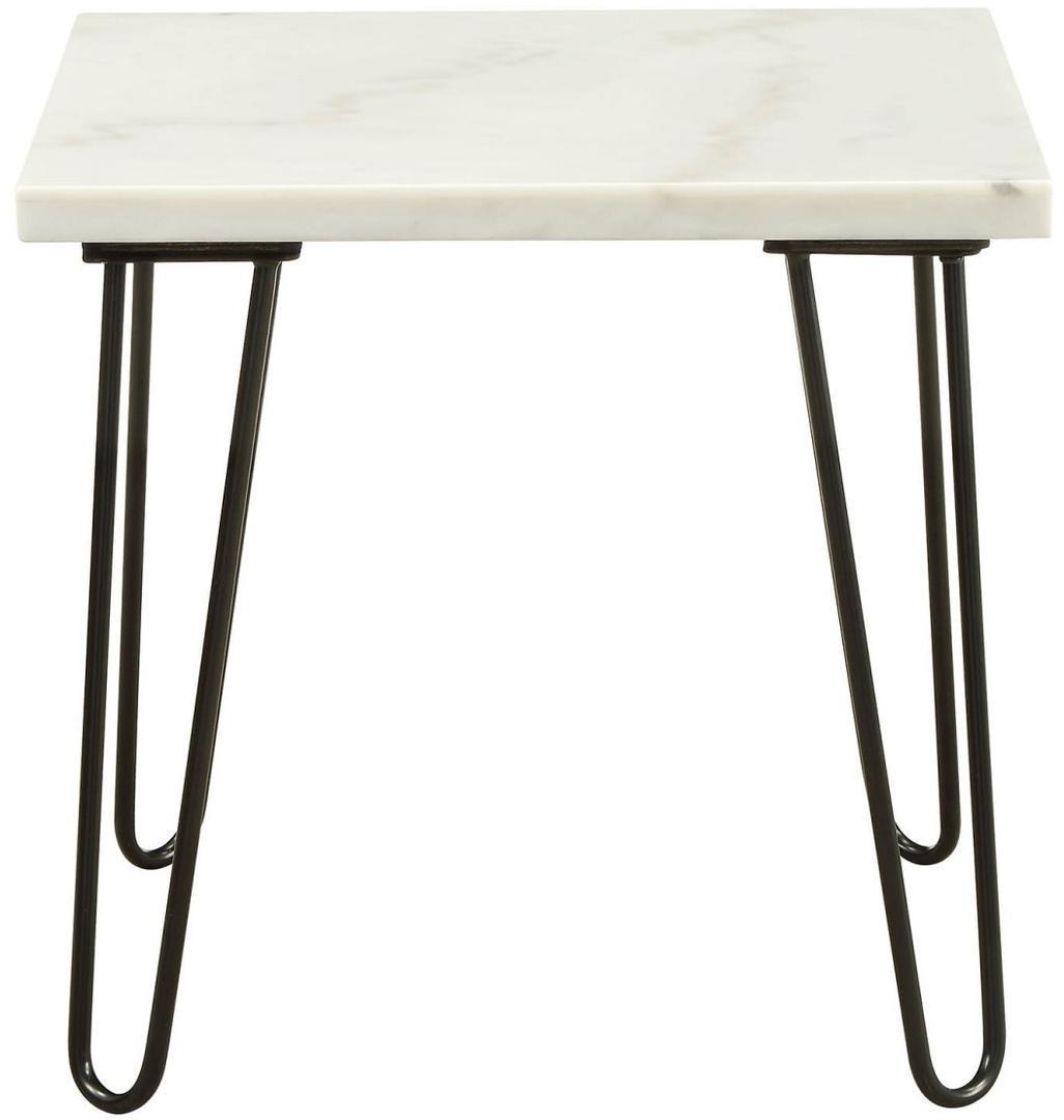 White Marble and Gold Geometric End Table