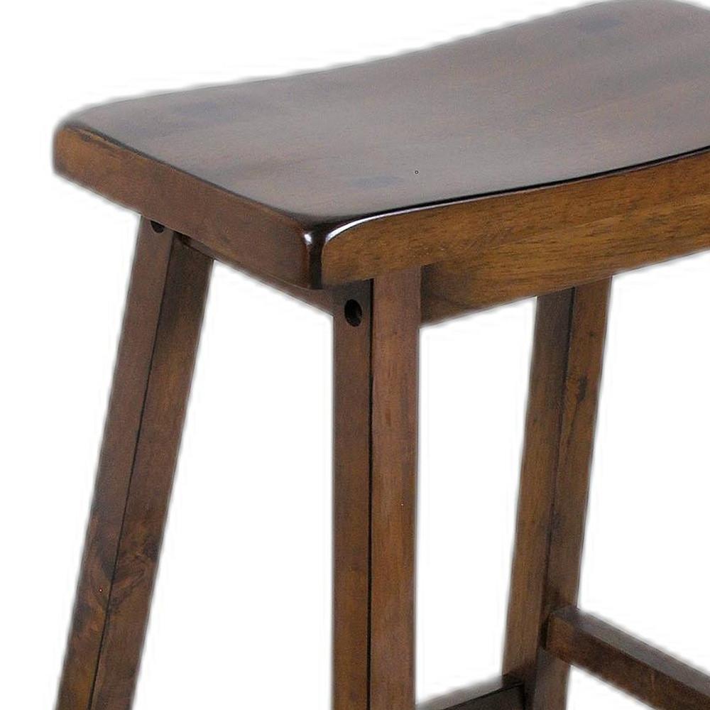 Walnut Wooden Saddle Counter Height Set of 2 Stool