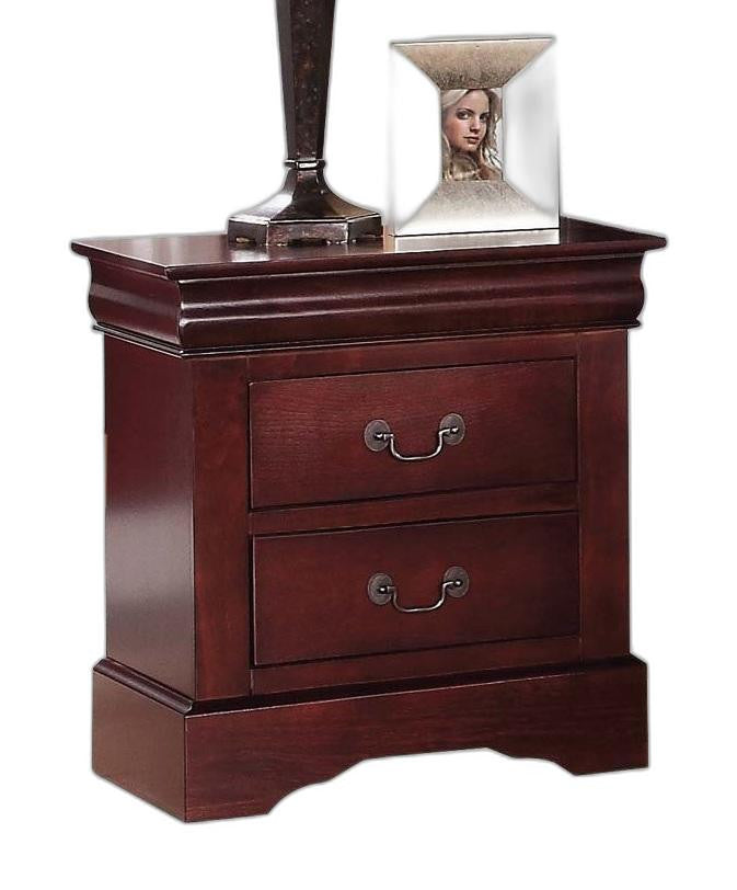 Classic Cherry Finish 2 Drawer Wooden Nightstand