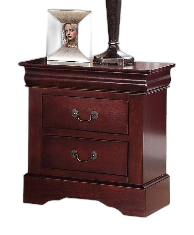 Classic Cherry Finish 2 Drawer Wooden Nightstand