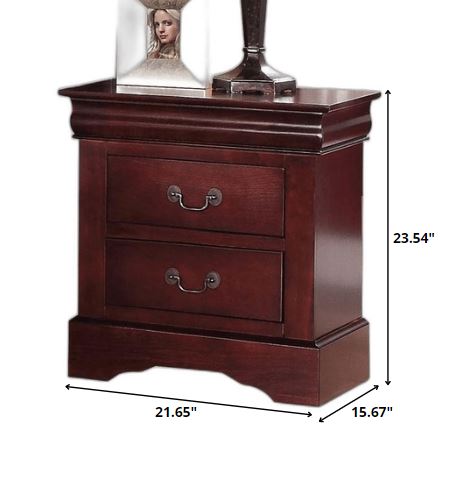 Classic Cherry Finish 2 Drawer Wooden Nightstand