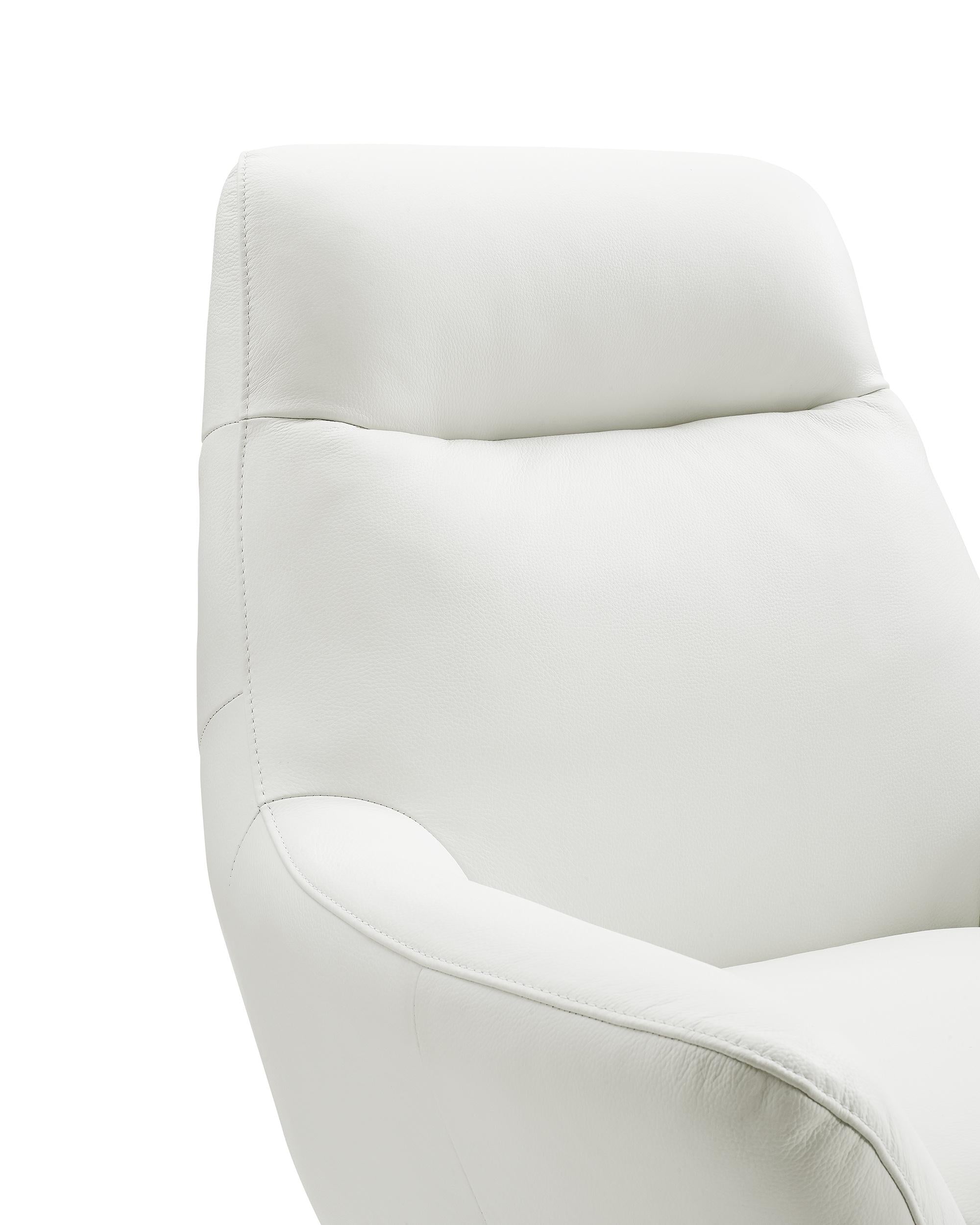 Chair White Top Grain Italian Leather Stainless Steel Legs.