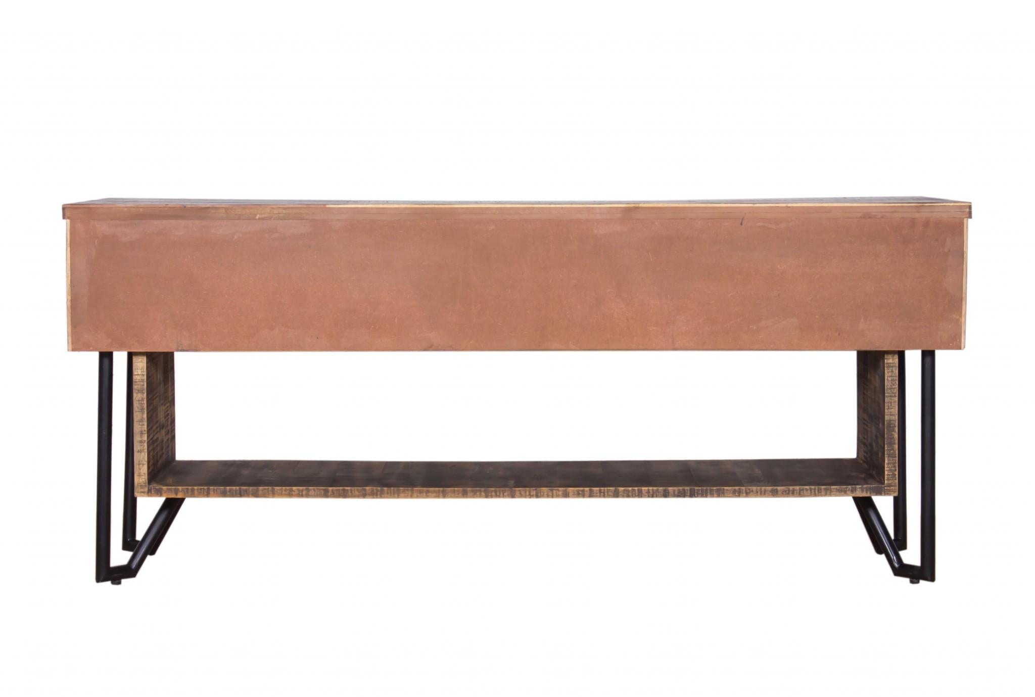 Natural Black Wood Iron Media Unit