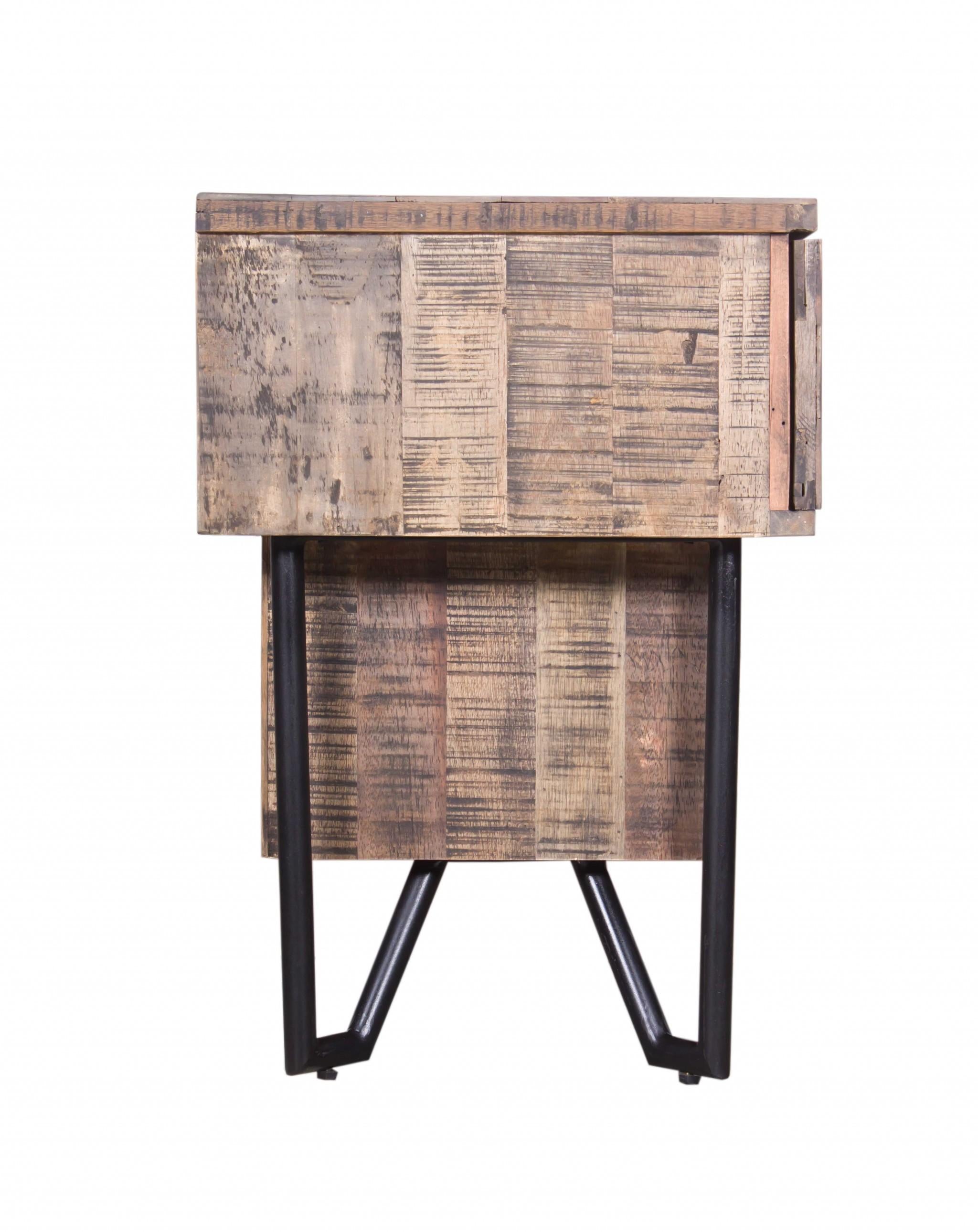 Natural Black Wood Iron Media Unit