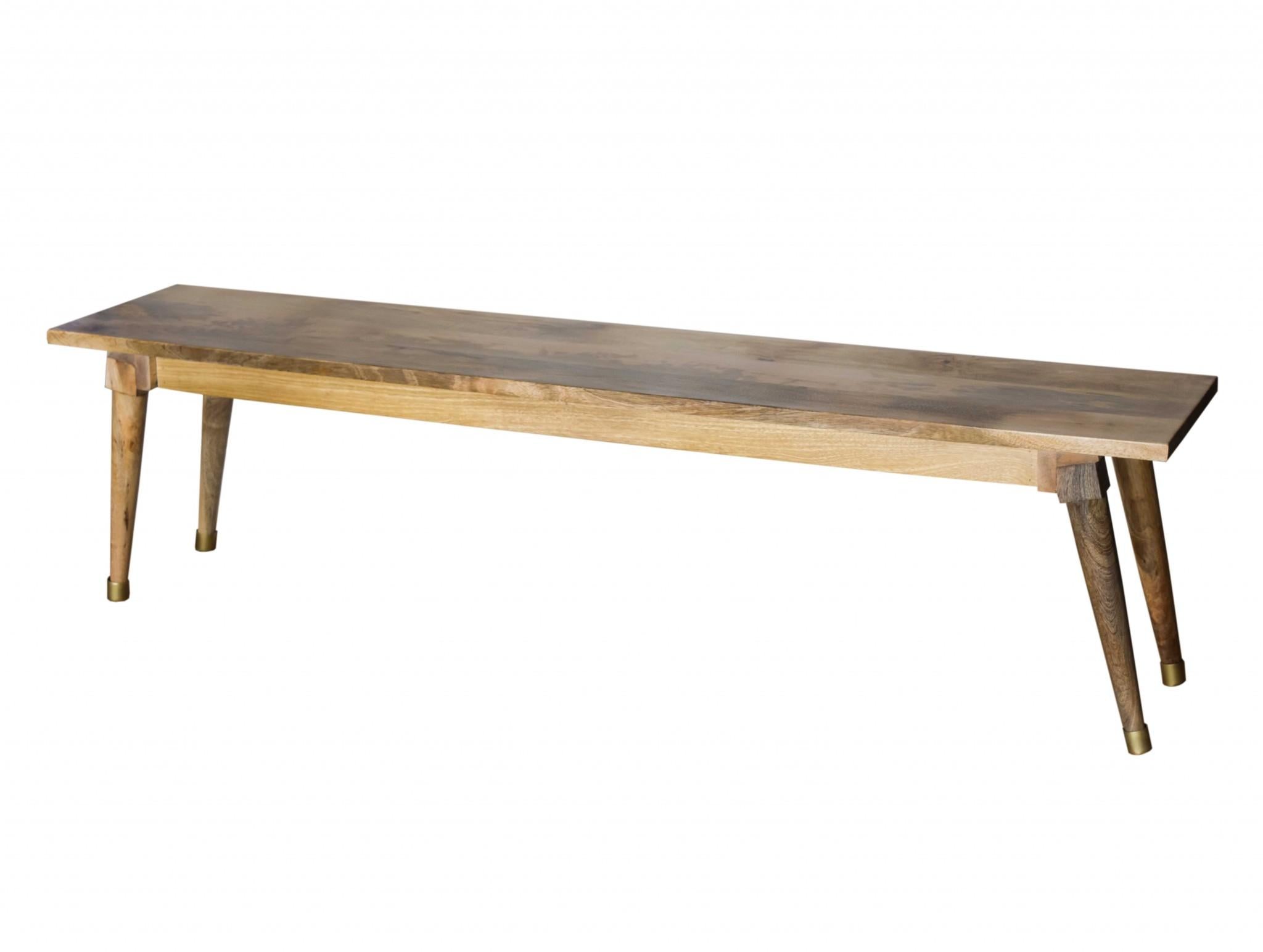 Natural Honey Solid Wood Large Dining Bench