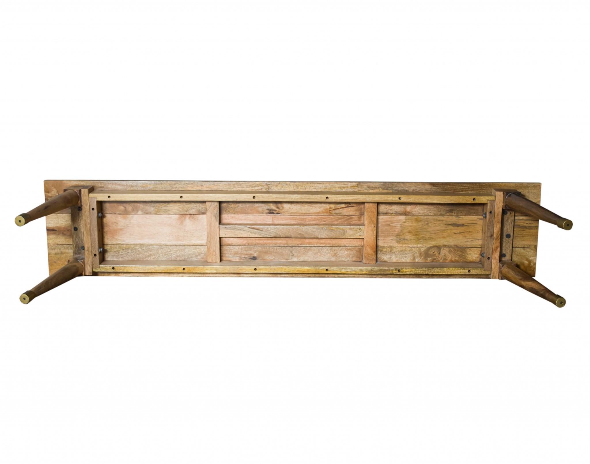 Natural Honey Solid Wood Large Dining Bench